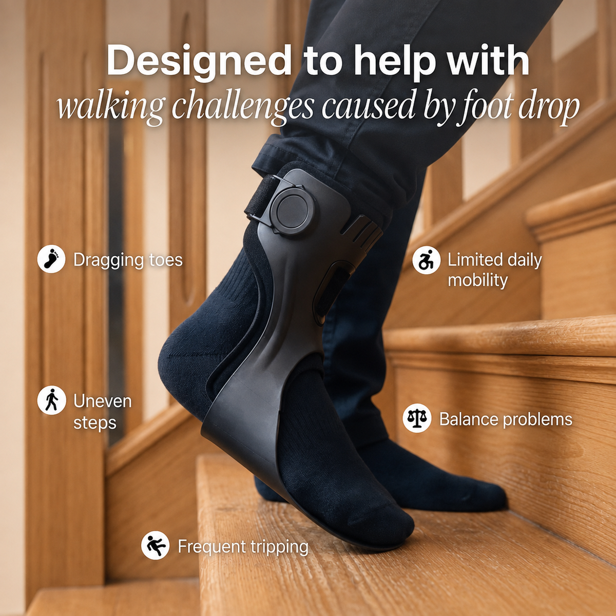 Drop Foot Brace – Lightweight – Shoe-Friendly – For Daily Walking