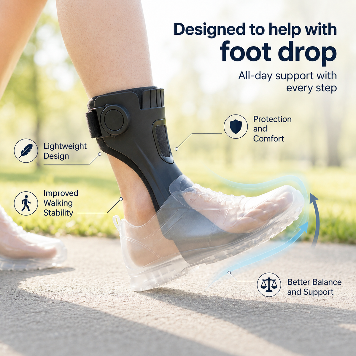 Drop Foot Brace – Lightweight – Shoe-Friendly – For Daily Walking