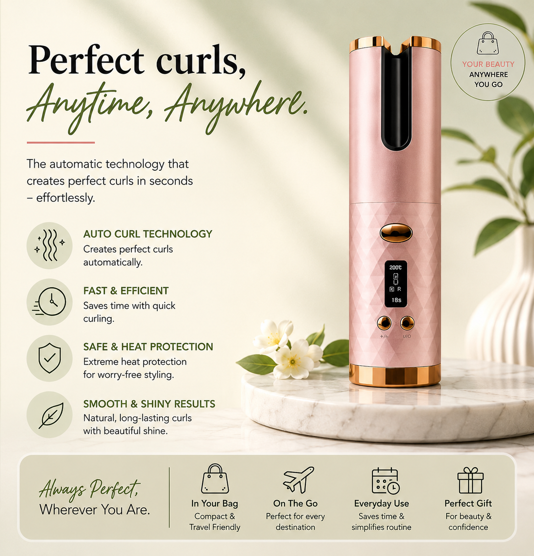 Curl Styler – Quick Styling – Low Heat – For All Hair Types