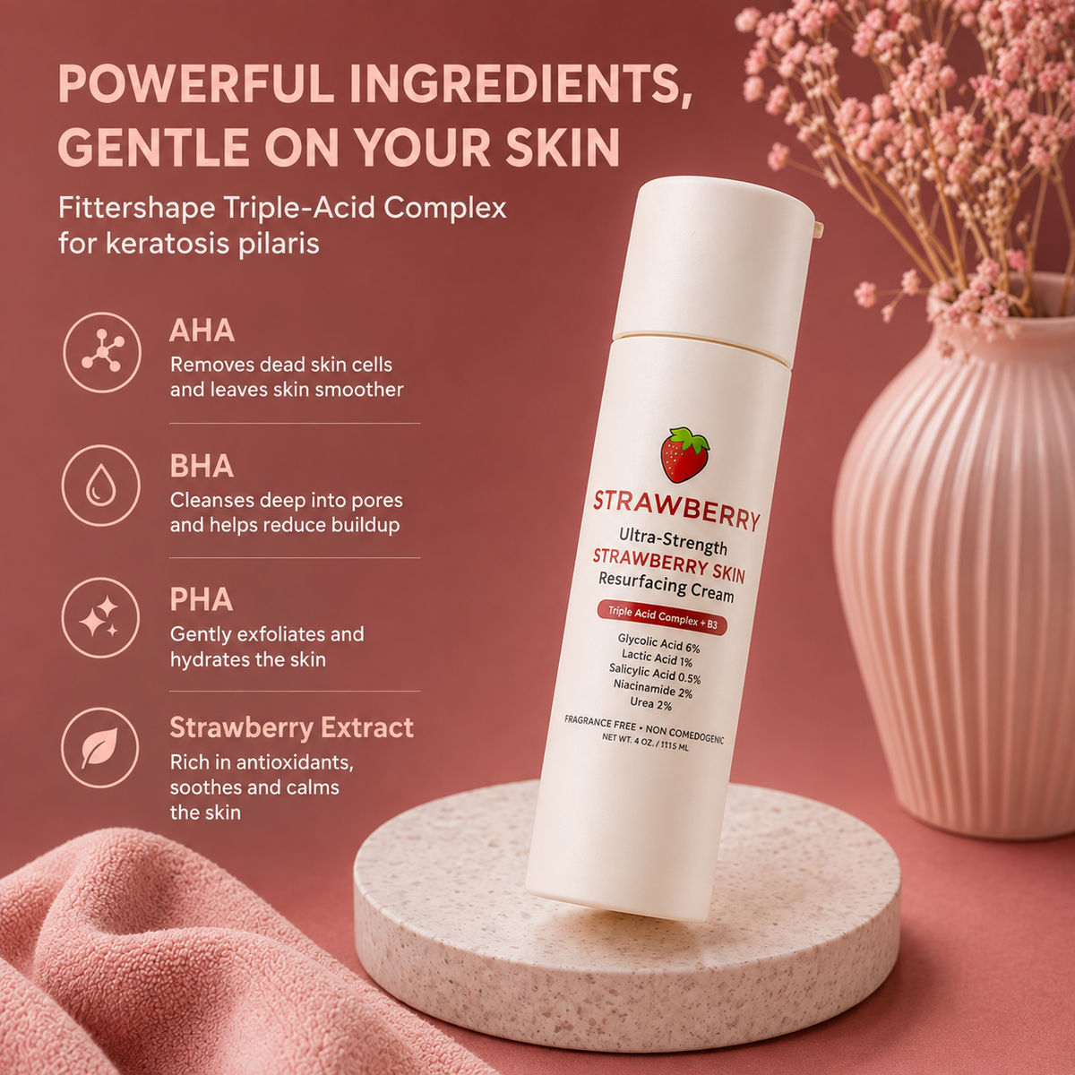 Keratosis Pilaris Treatment – Triple Acid – Hydrating – For Sensitive Skin