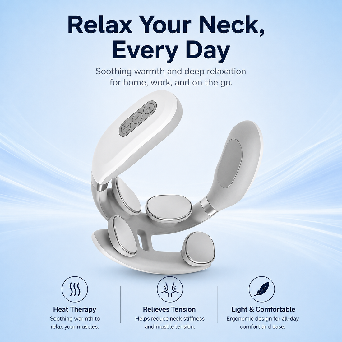 Neck Massager – Heated EMS – Rechargeable – For Home and Office
