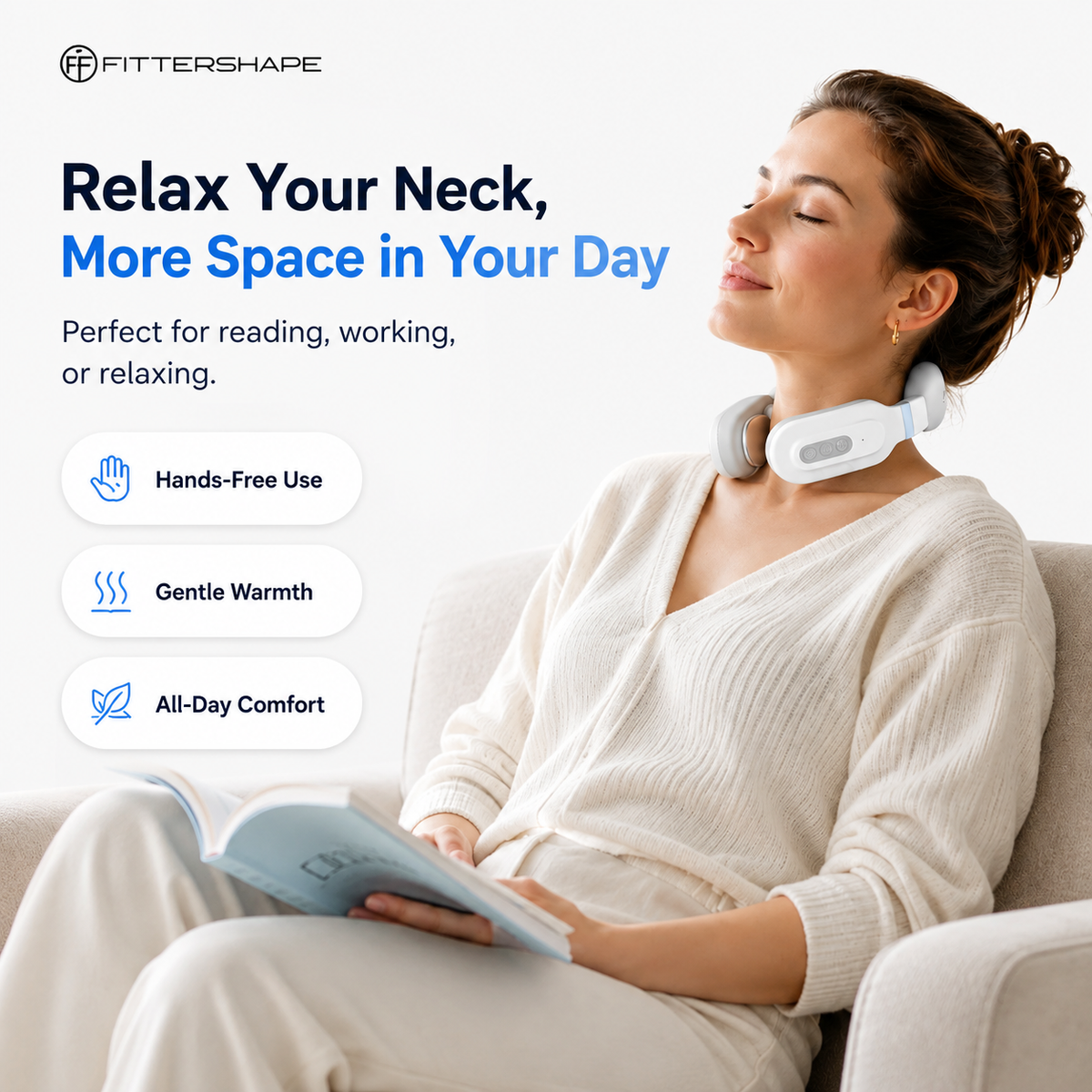 Neck Massager – Heated EMS – Rechargeable – For Home and Office