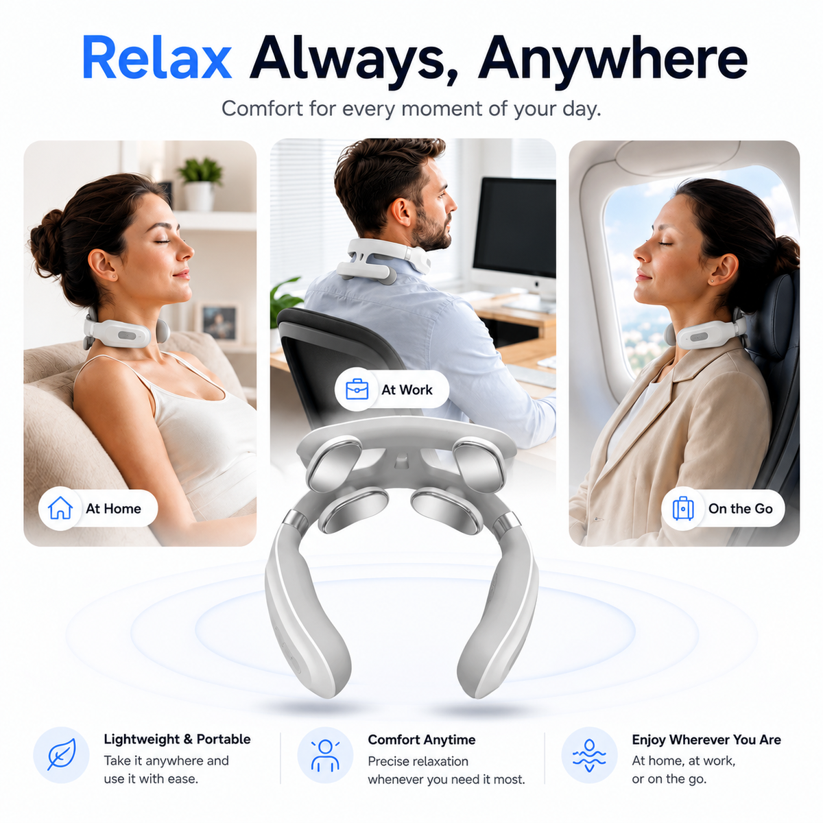 Neck Massager – Heated EMS – Rechargeable – For Home and Office