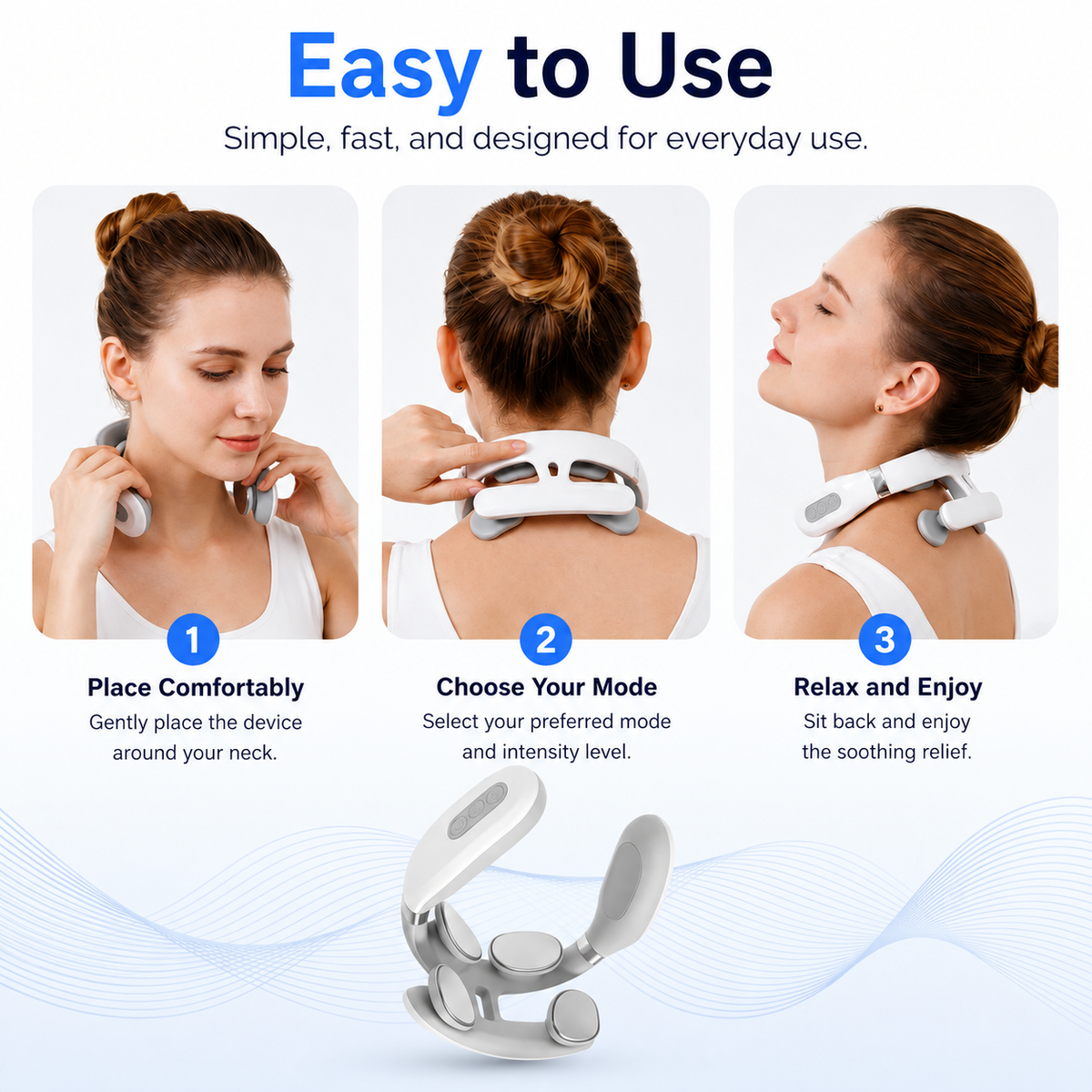 Neck Massager – Heated EMS – Rechargeable – For Home and Office