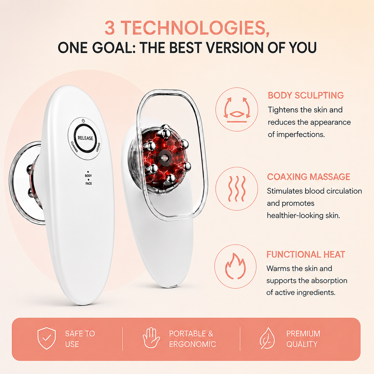 Body Sculpting Massager – Portable – 3-in-1 – For Home Use