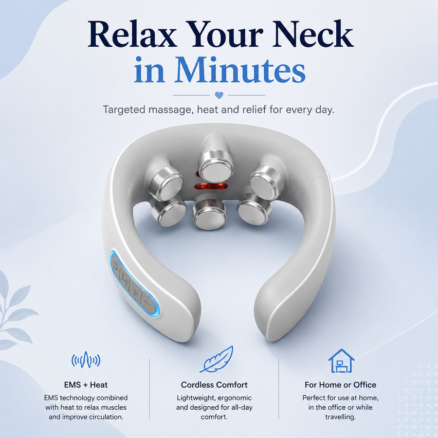 EMS Neck Massager – Heated – Rechargeable – For Home and Office