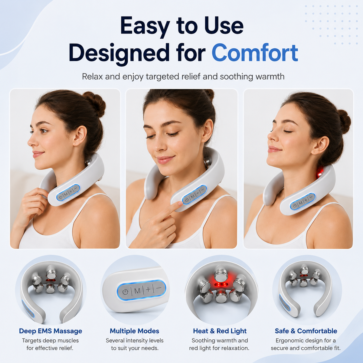 EMS Neck Massager – Heated – Rechargeable – For Home and Office