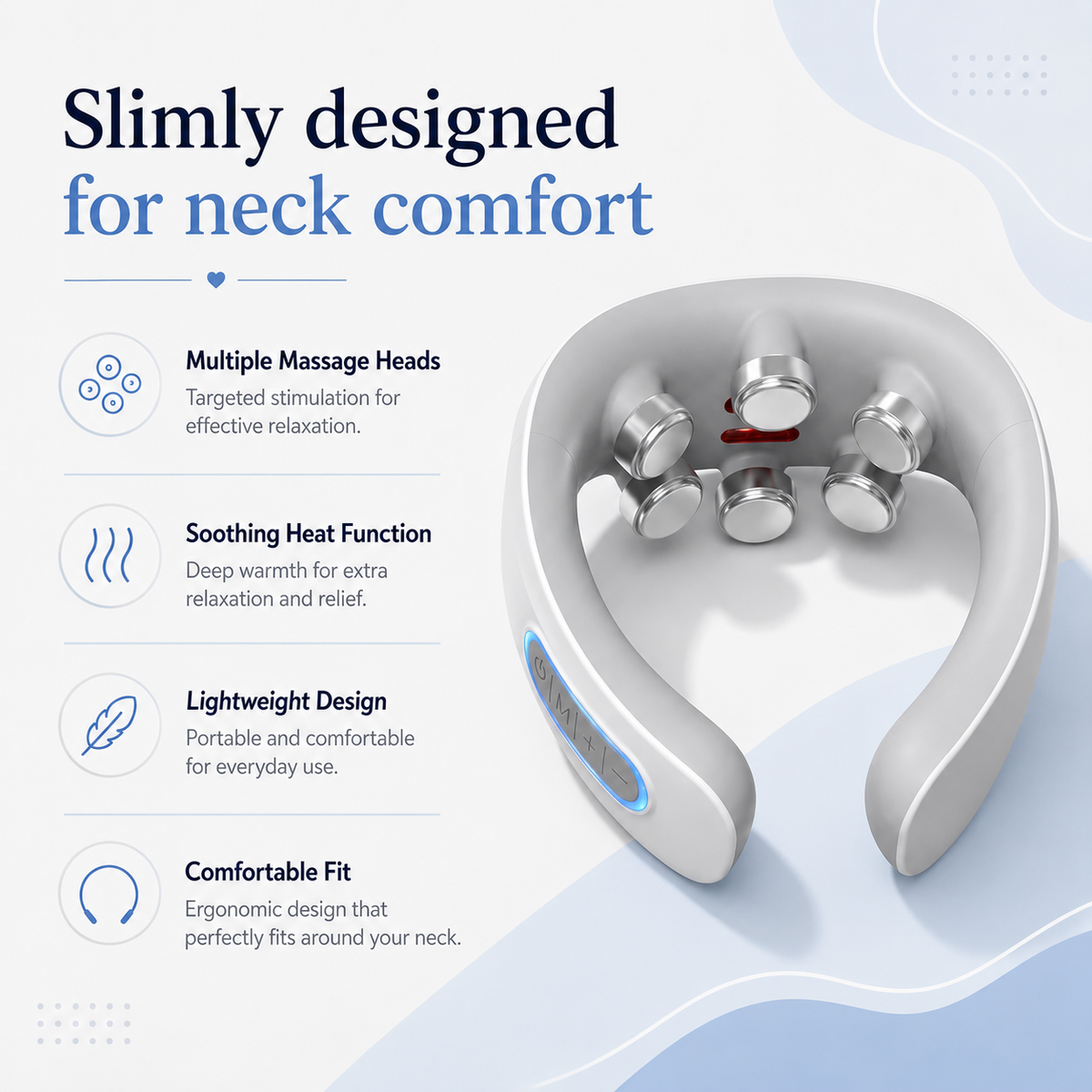EMS Neck Massager – Heated – Rechargeable – For Home and Office
