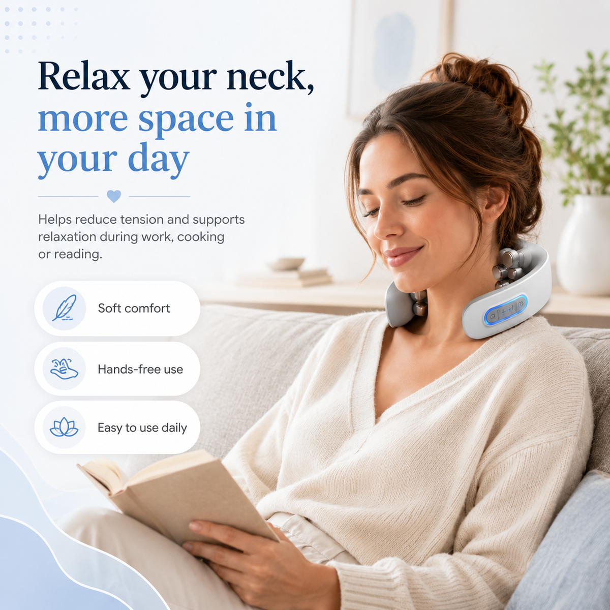 EMS Neck Massager – Heated – Rechargeable – For Home and Office