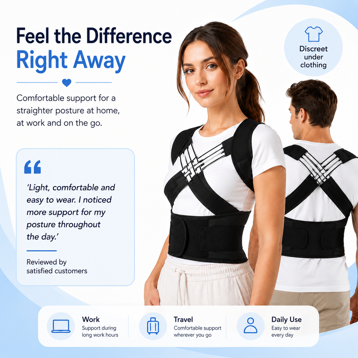 Posture Corrector – Breathable – Discreet – For Everyday Wear