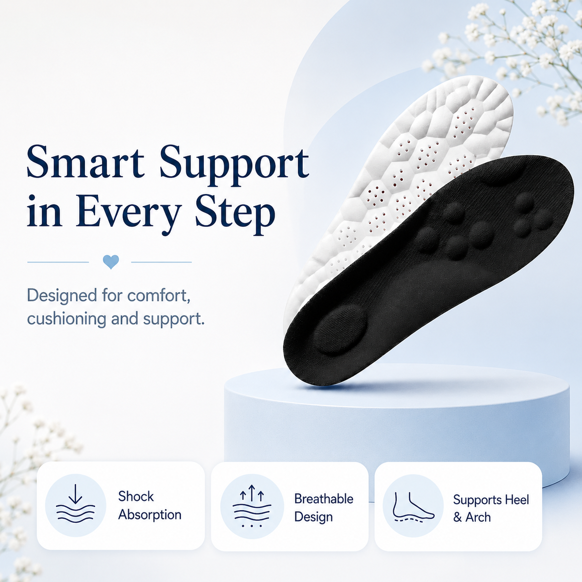 Kids Orthotic Insoles – Shock Absorbing – Arch Support – For School