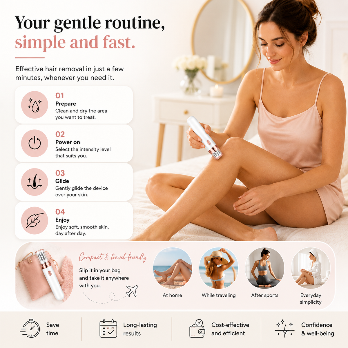 7-in-1 Epilator – Rechargeable – LED Light – For Face & Body