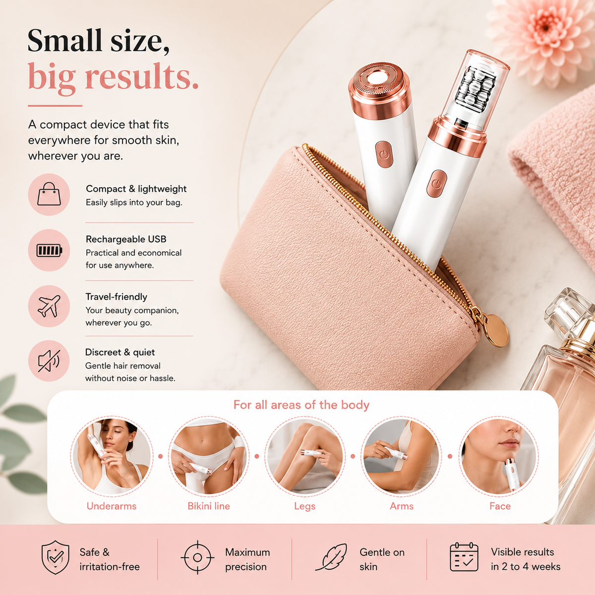 7-in-1 Epilator – Rechargeable – LED Light – For Face & Body