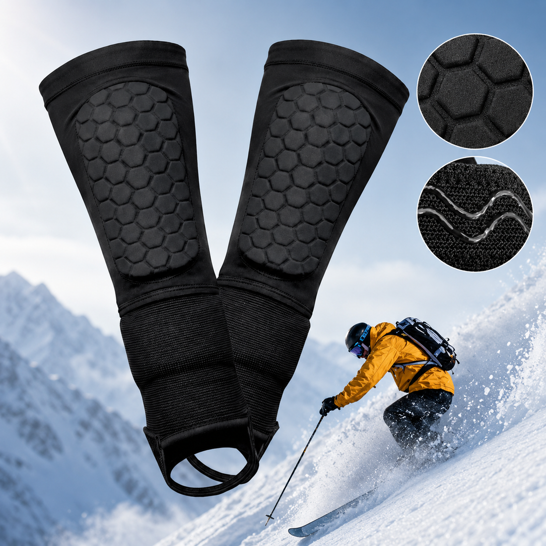 Soccer Shin Guards – Lightweight – Foot Strap – For Football