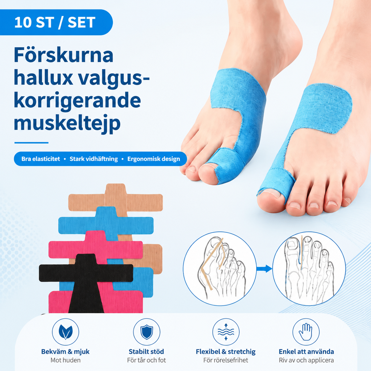 Bunion Tape – Adjustable – Skin Friendly – For Toe Support