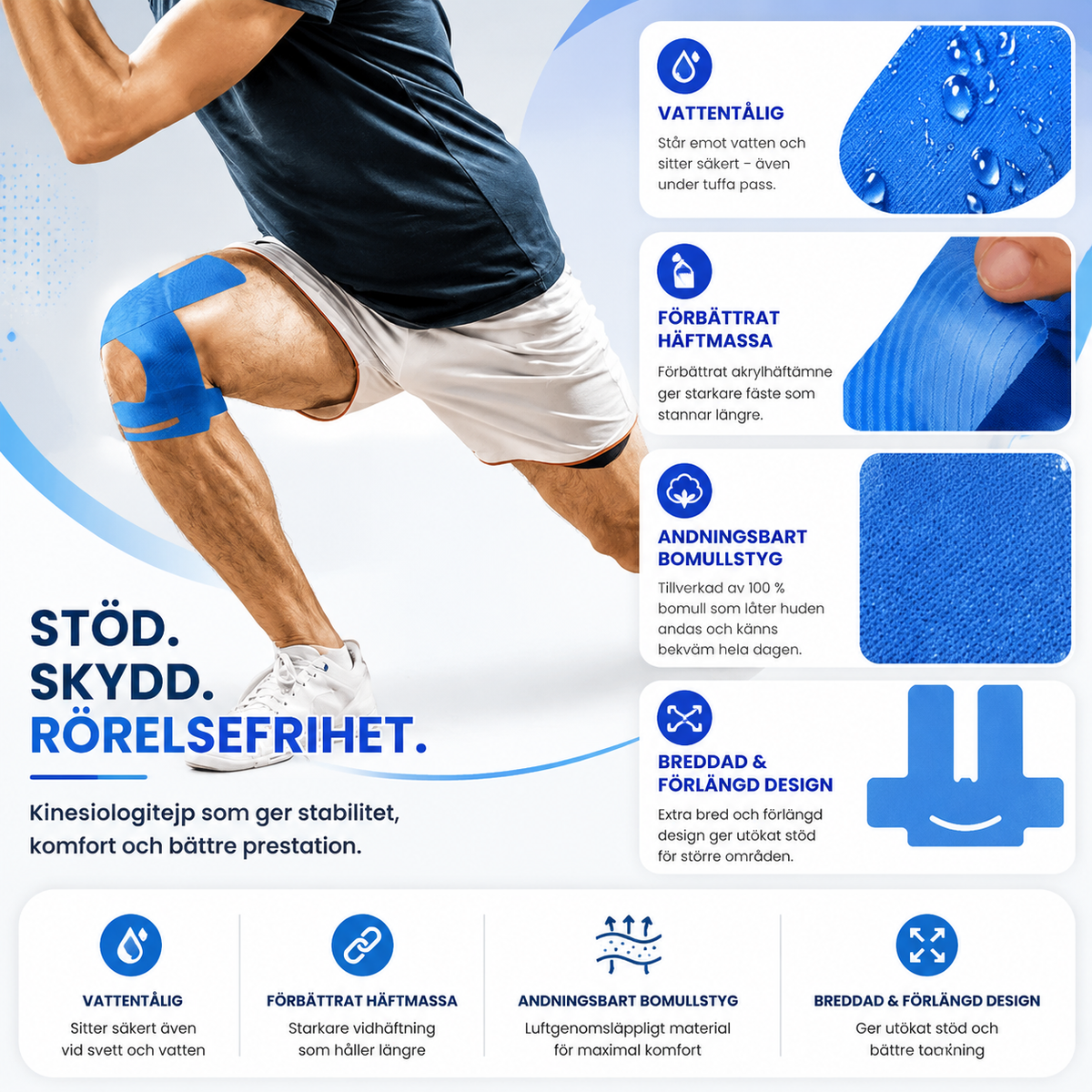 Knee Tape – Adjustable – Waterproof – For Sports