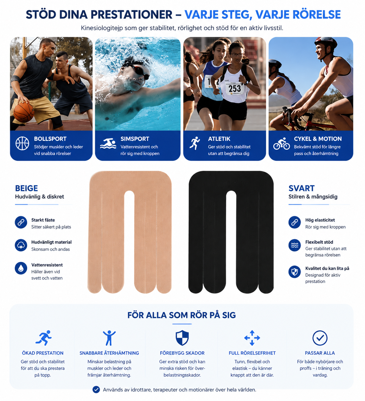 Kinesiology Tape – Stretchable – Latex Free – For Sports
