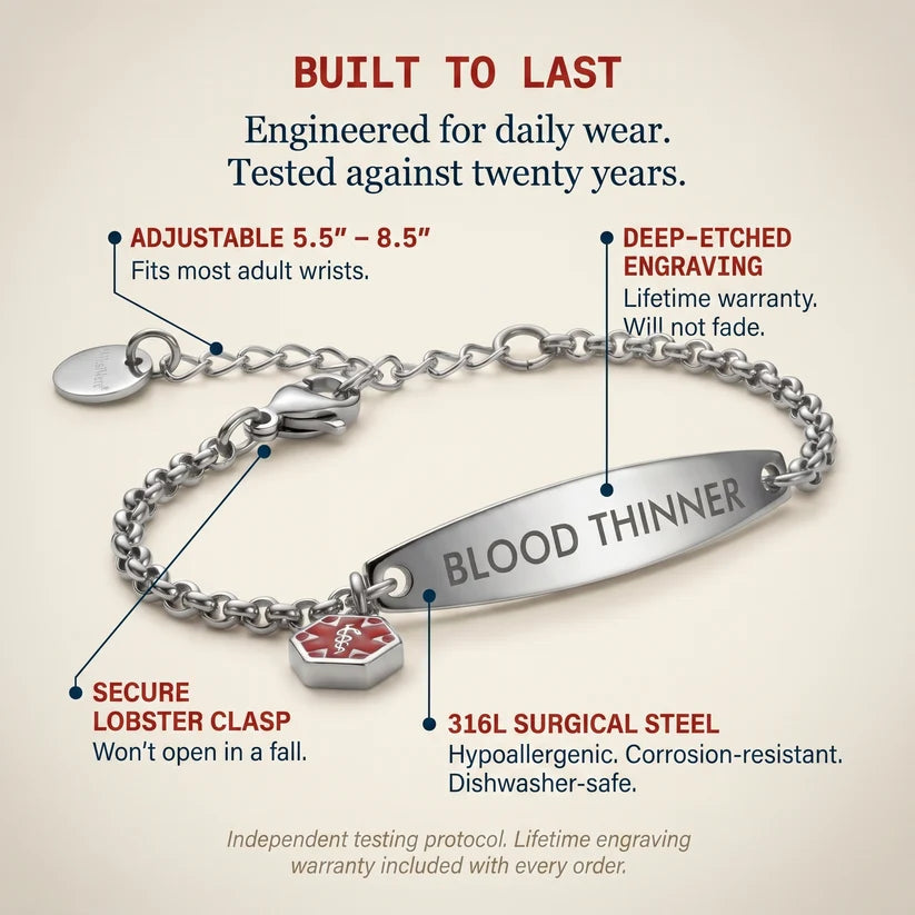 Medical Alert Bracelet – Adjustable – Water-Resistant – For Daily Wear